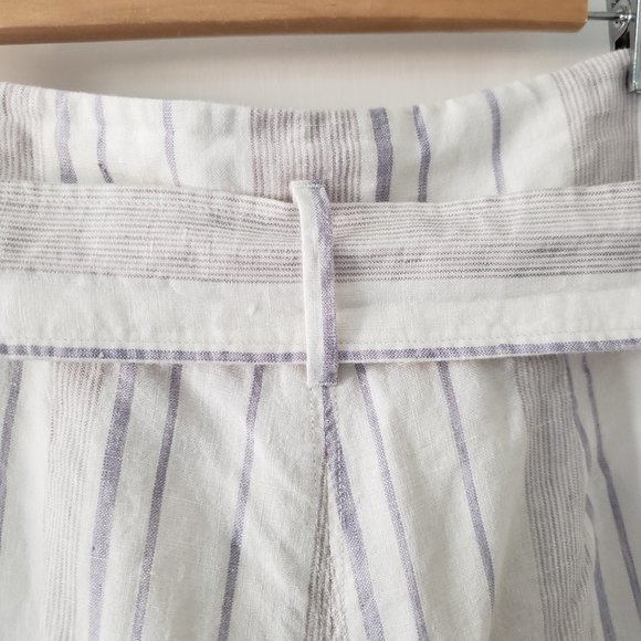 Aritzia Wilfred Striped Linen Paperbag Shorts Sz 0 - Picture 7 of 9
